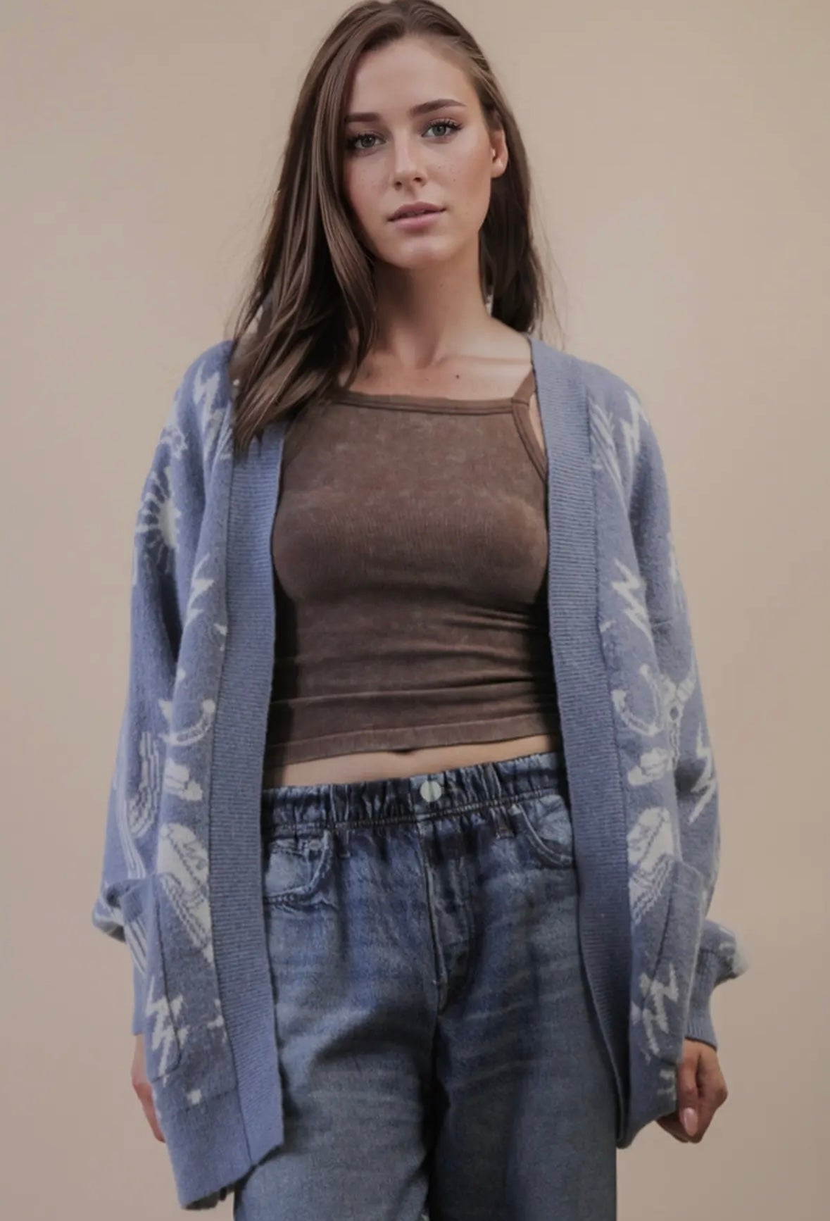 Western graphic cardigan