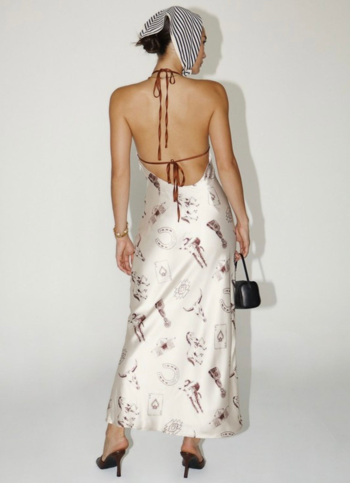 Modern cowgirl collection satin Open back cocktail dress