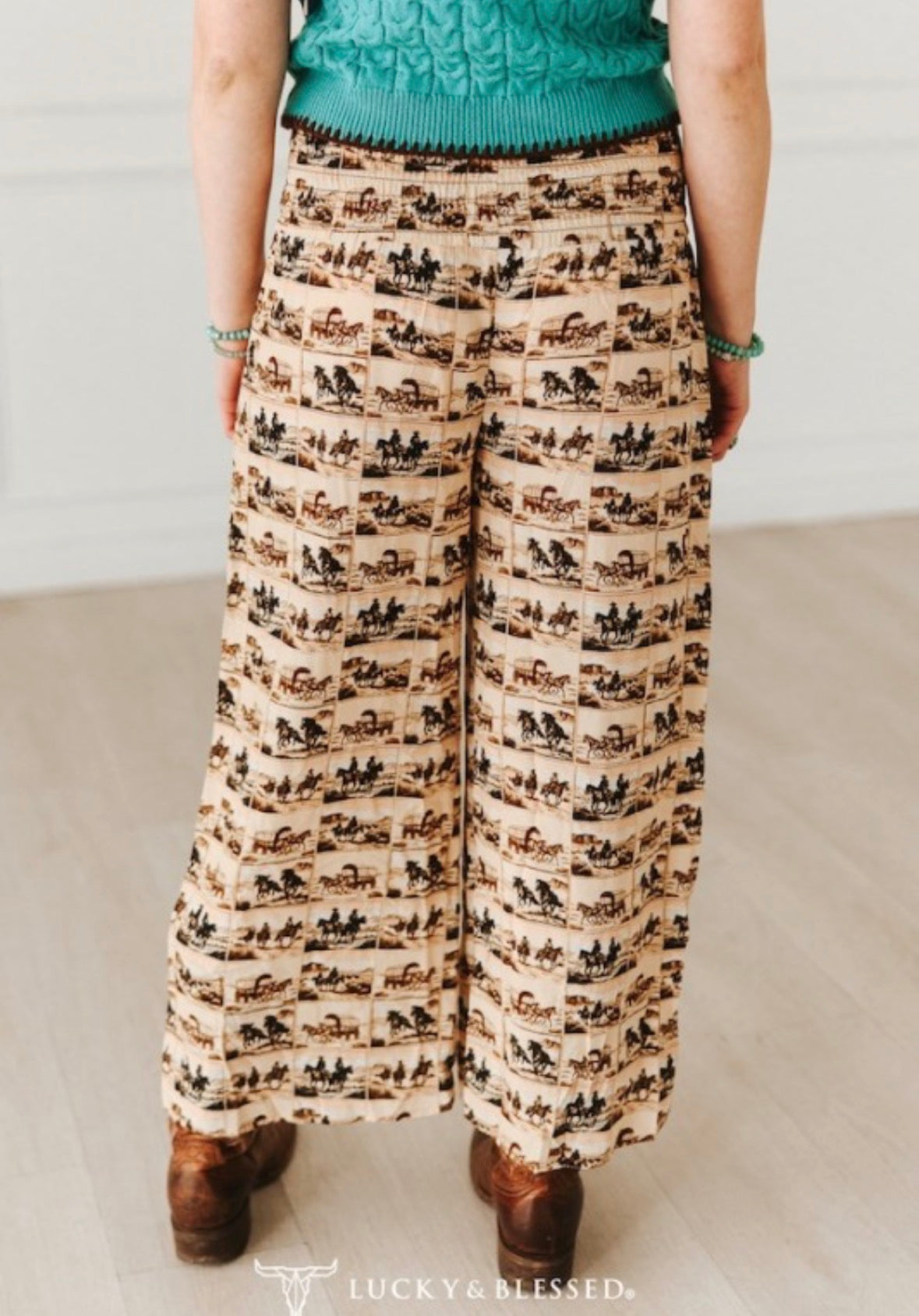 Lucky & Blessed Prairie Stampede Wide Leg Pants