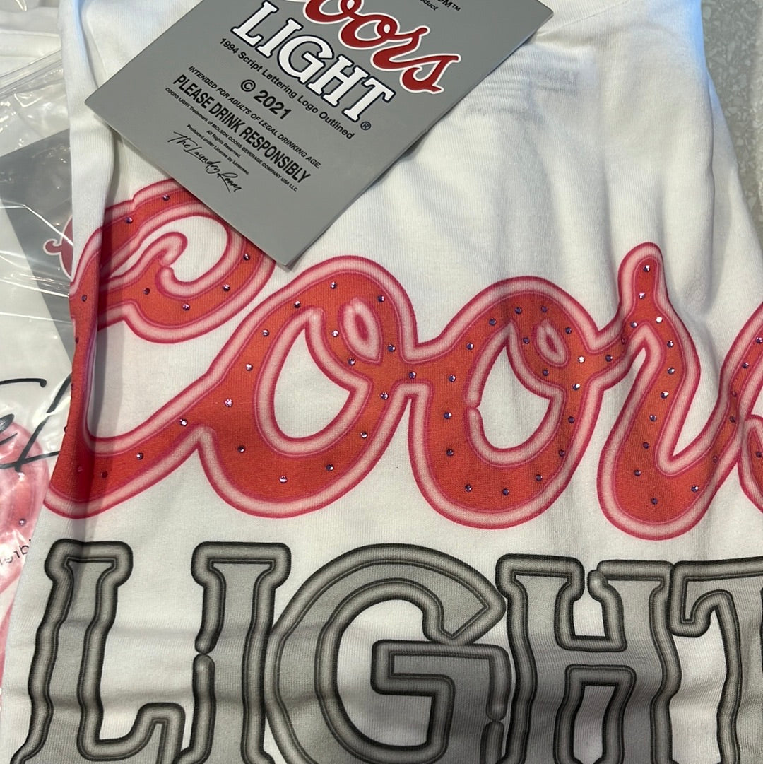 The laundry room Coors Neon Light Crop Oversized Tee - White