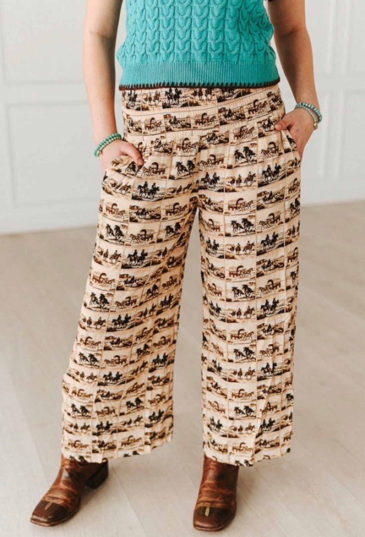 Lucky & Blessed Prairie Stampede Wide Leg Pants