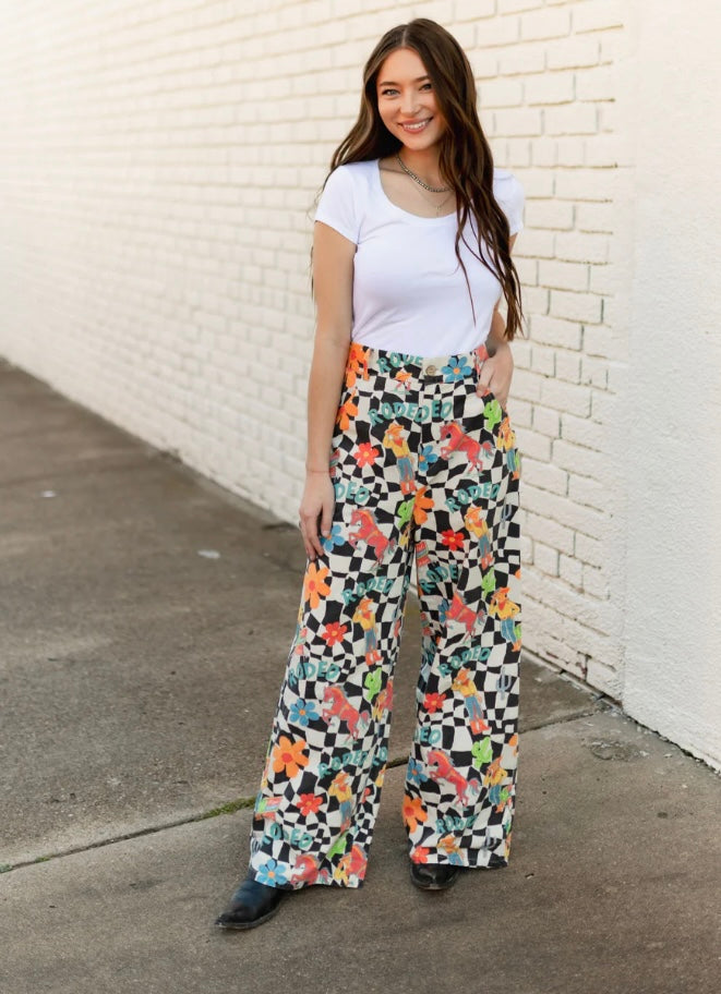 Turquoise Haven checkered pants