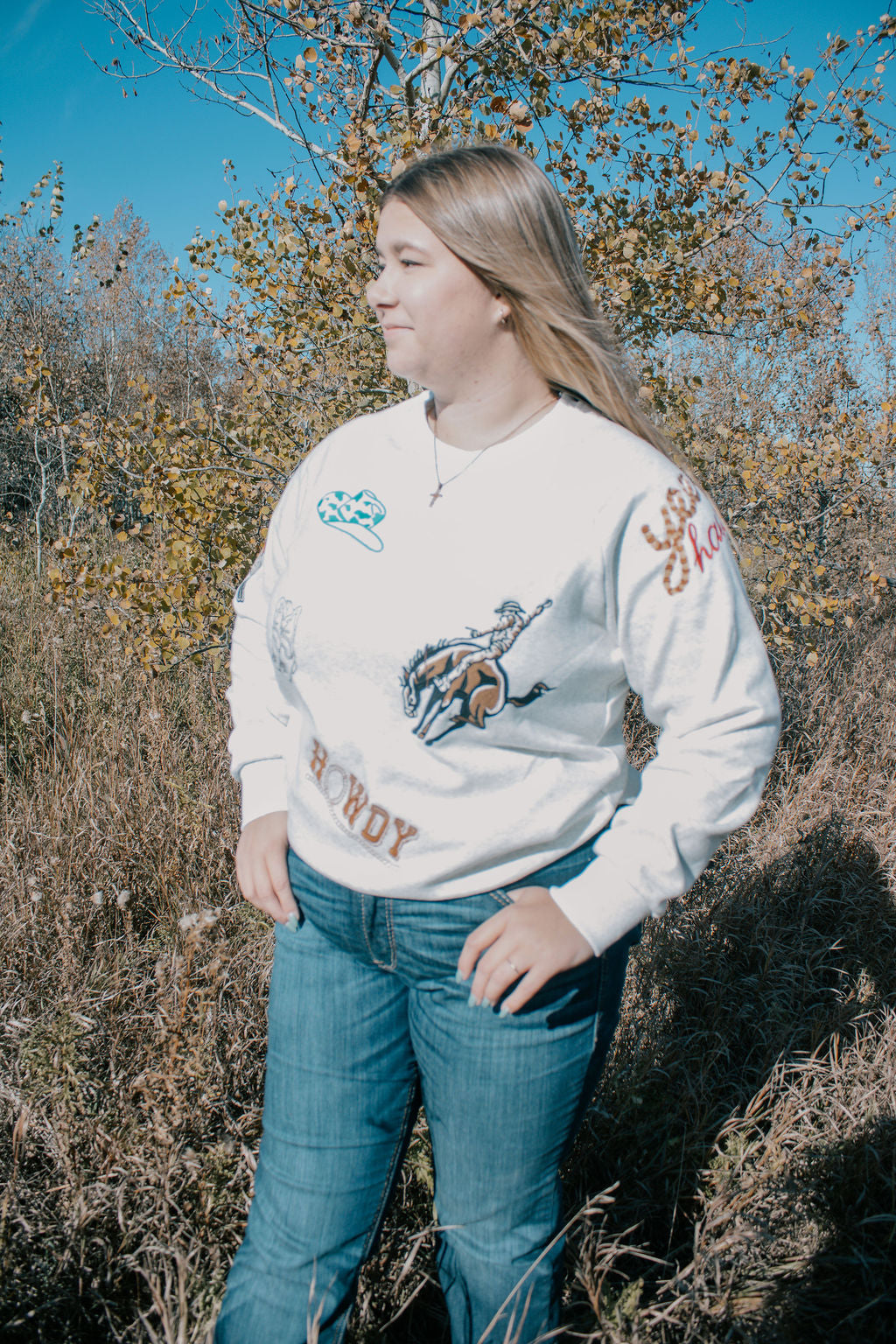 Western Embroidery Fleece Sweatshirt