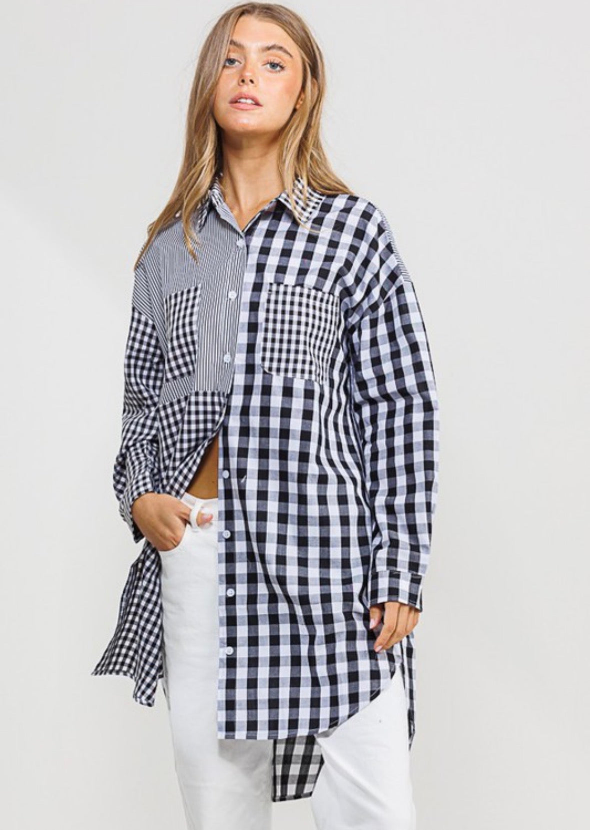 Plaid / gingham button down