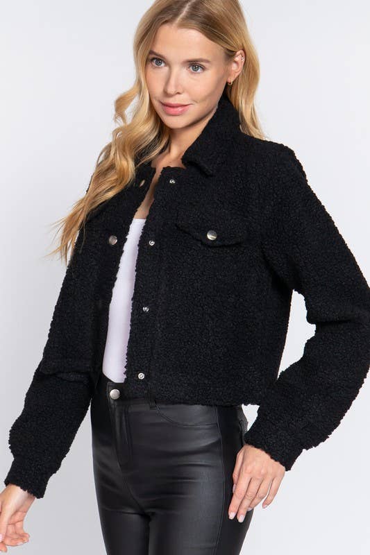 Cropped Sherpa Fleece Jacket