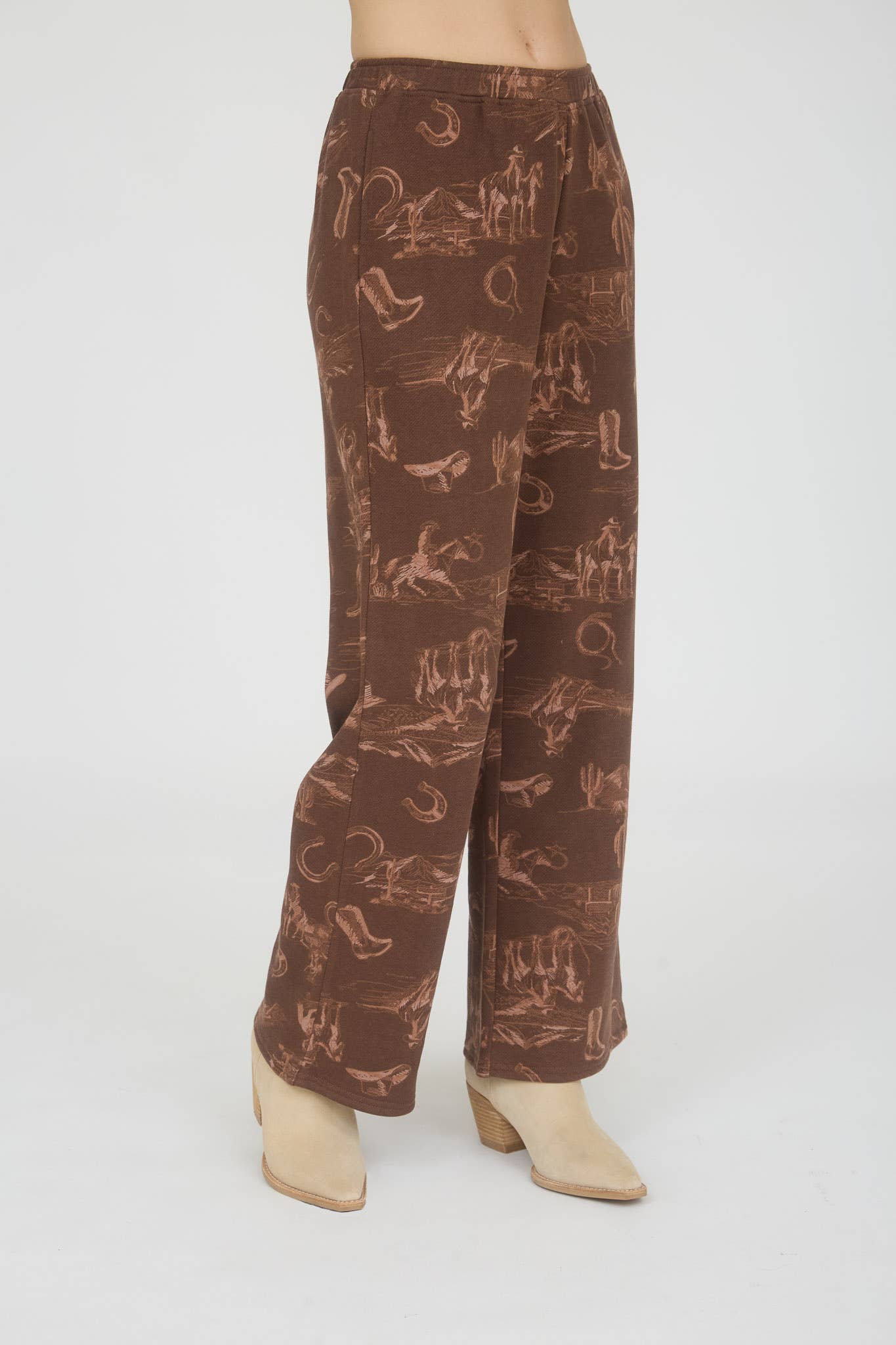 WESTERN PRINT ELASTIC WAIST JOGGERS