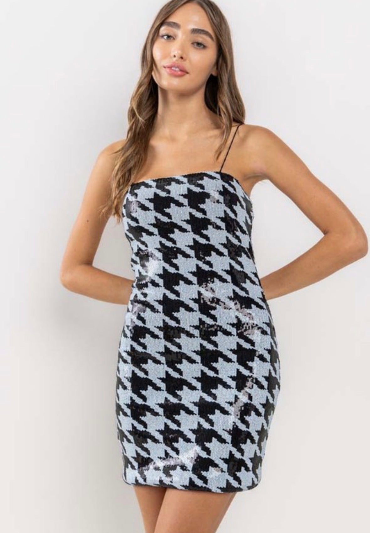 Houndstooth sequin dress