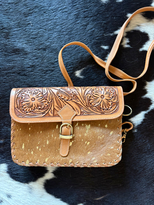 Iceberg bag brown or white on gold flakes