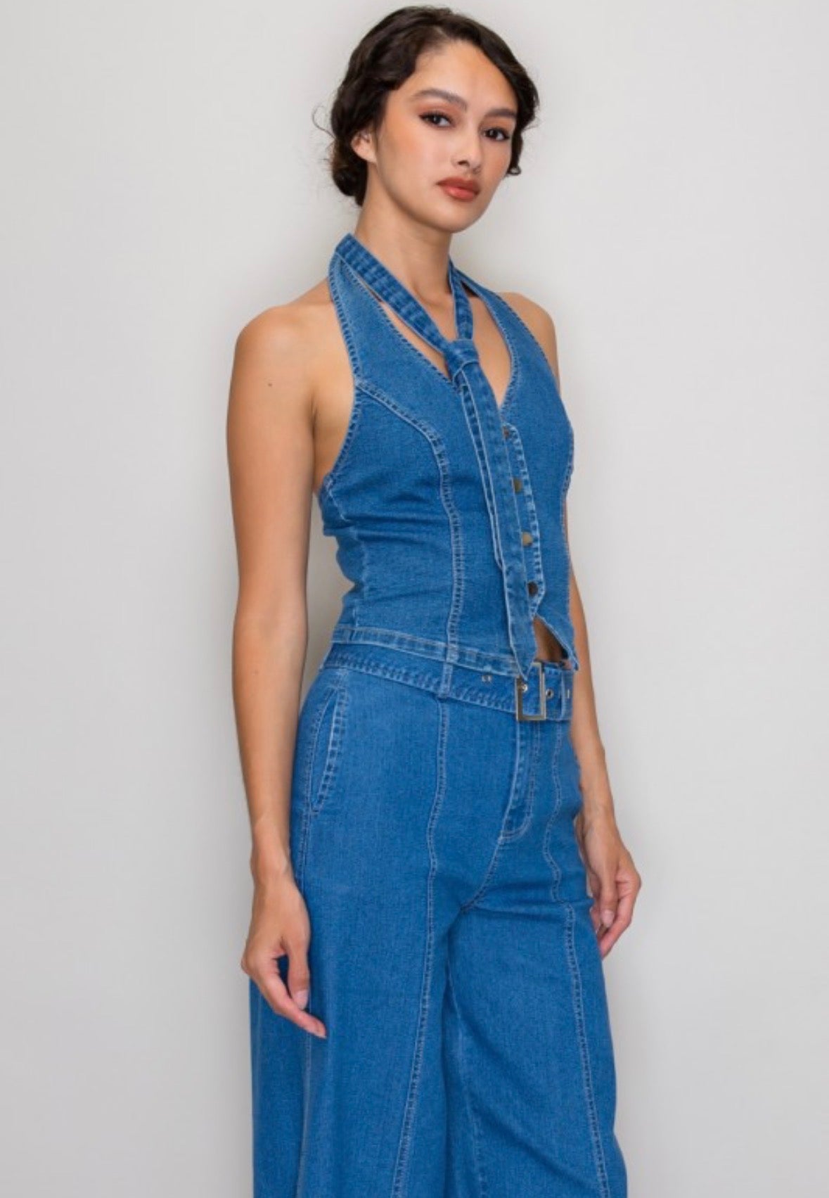 Denim Tie set top & bottom