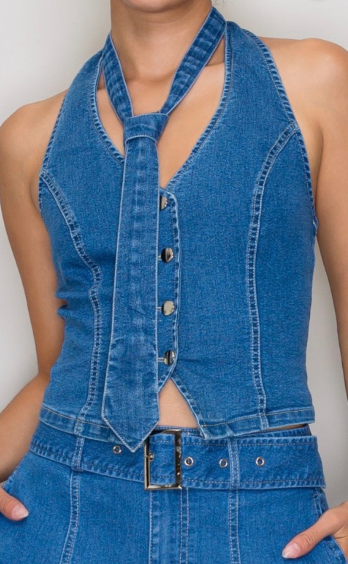 Denim Tie set top & bottom