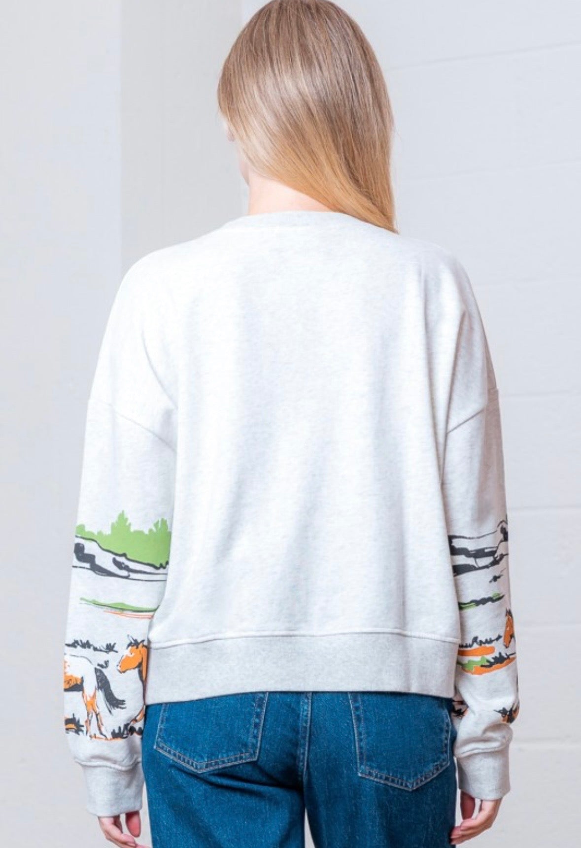 Last one small Long sleeve horse crewneck