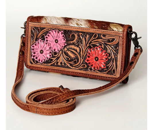 Handcrafted Genuine Leather And Hair On Hide Crossbody With Stitching