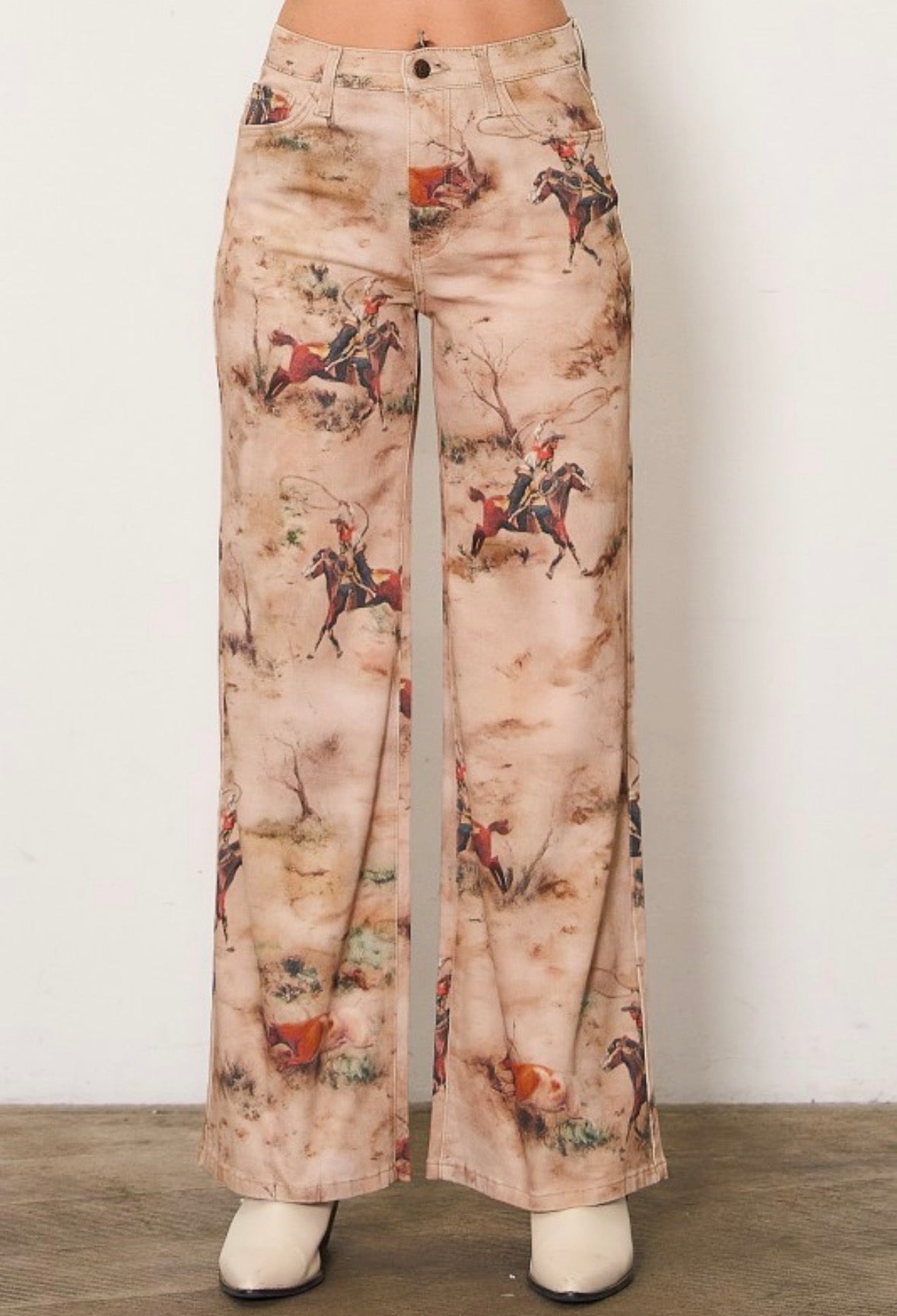 Vibrant MiU Cowboy print wide leg Jean