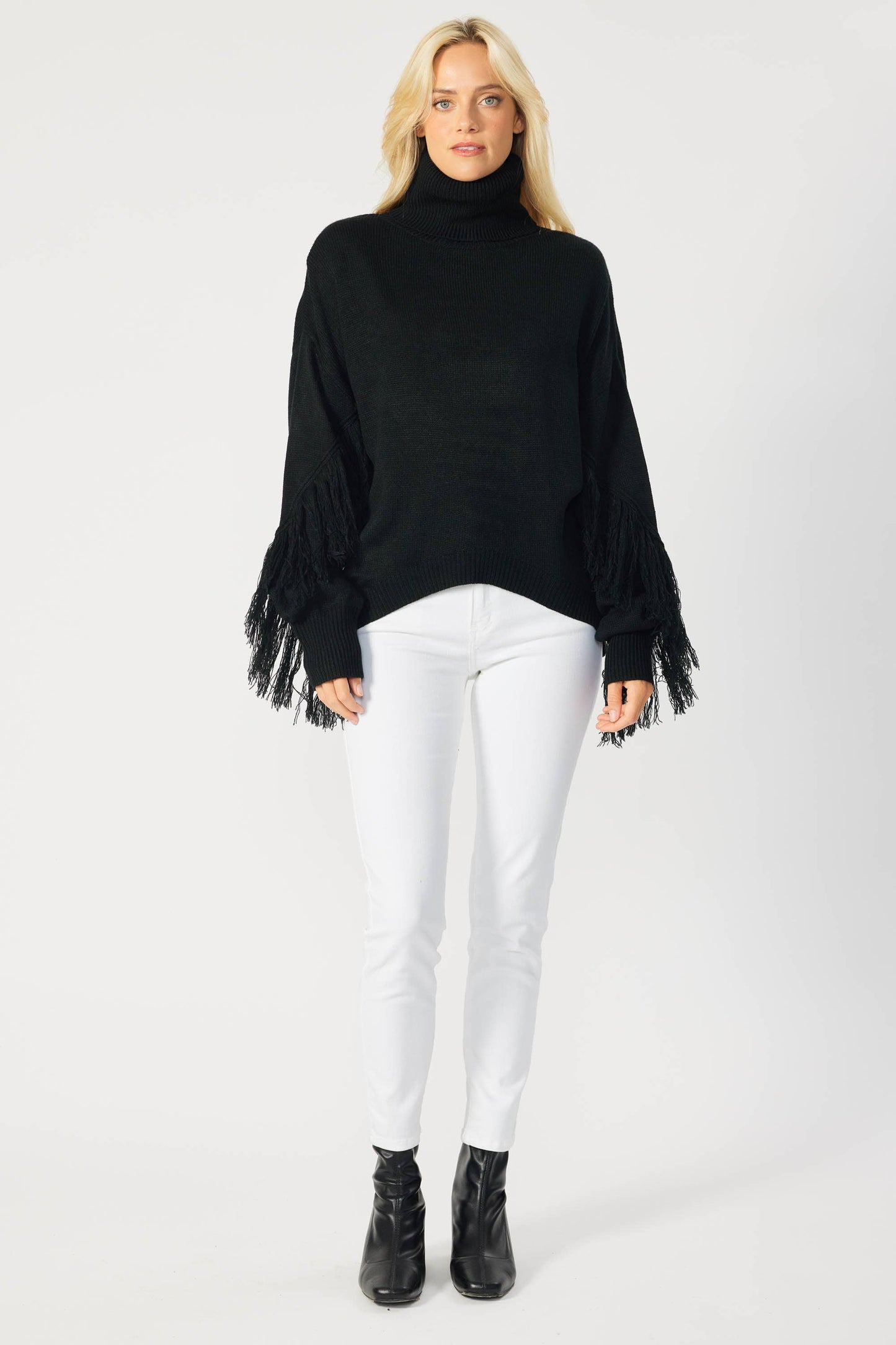 SOLID LONG SLEEVE TURTLE NECK SWEATER TOP