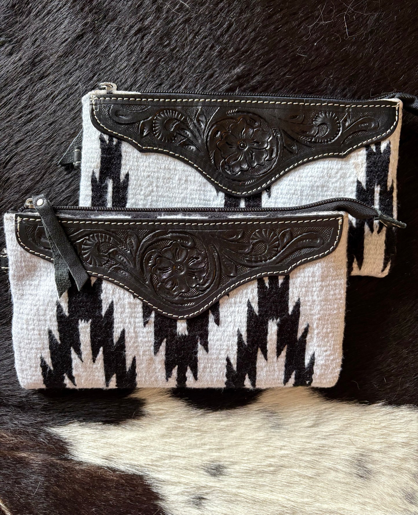 Woven southwestern serape fabric wristlet