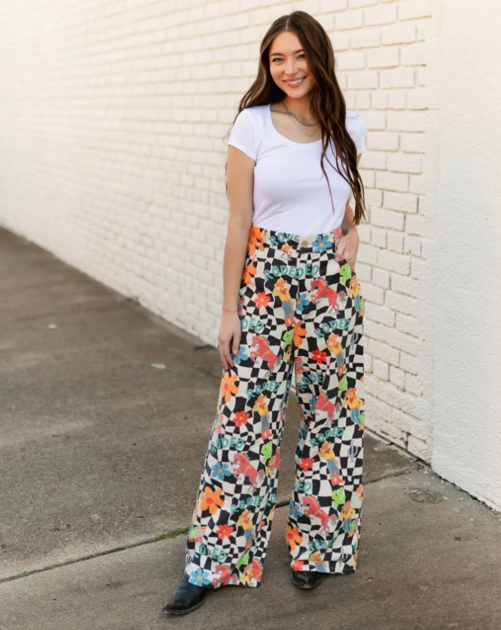 Turquoise Haven checkered pants