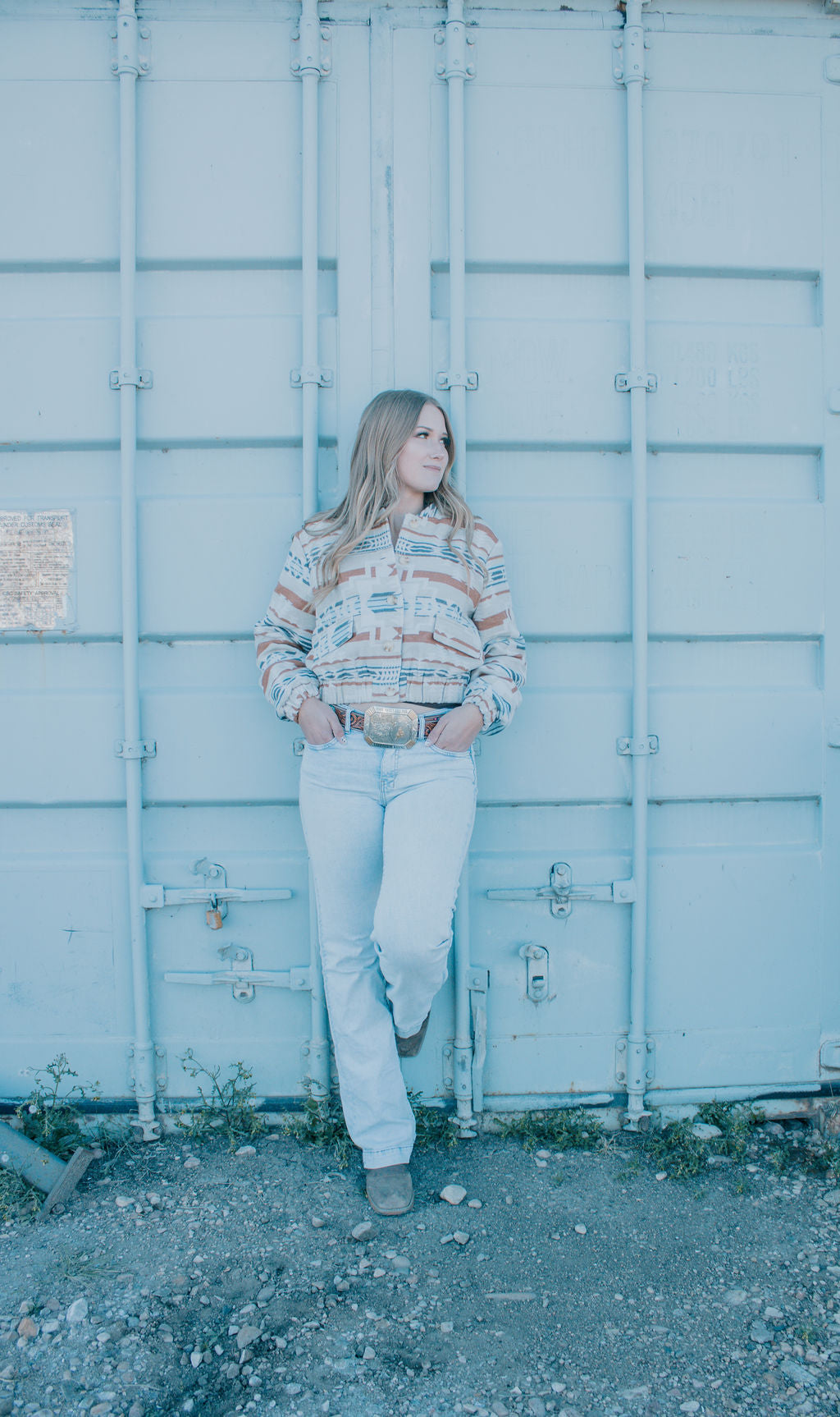 Blue B Aztec bomber Jacket