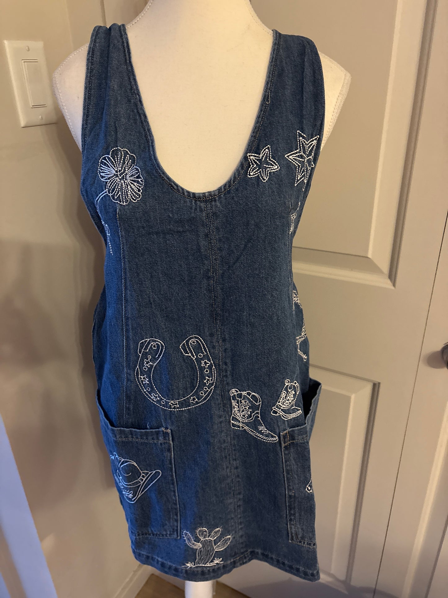 Blue B embroidered denim dress