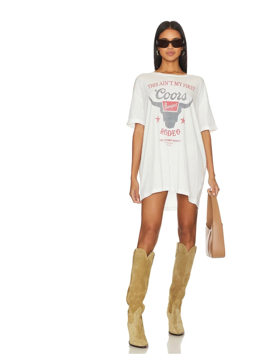 The Laundry Room Ain't My First Coors Rodeo Oversized Tee - White