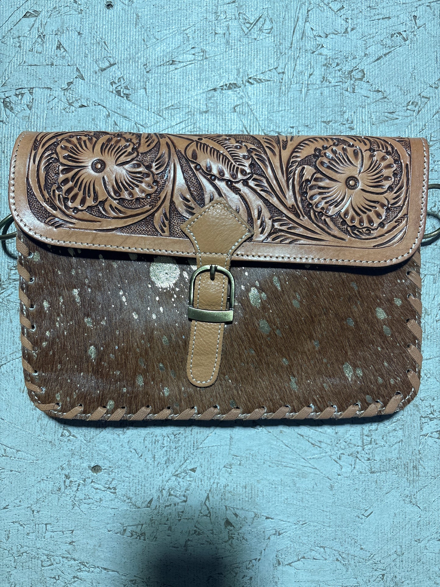 Iceberg bag brown or white on gold flakes