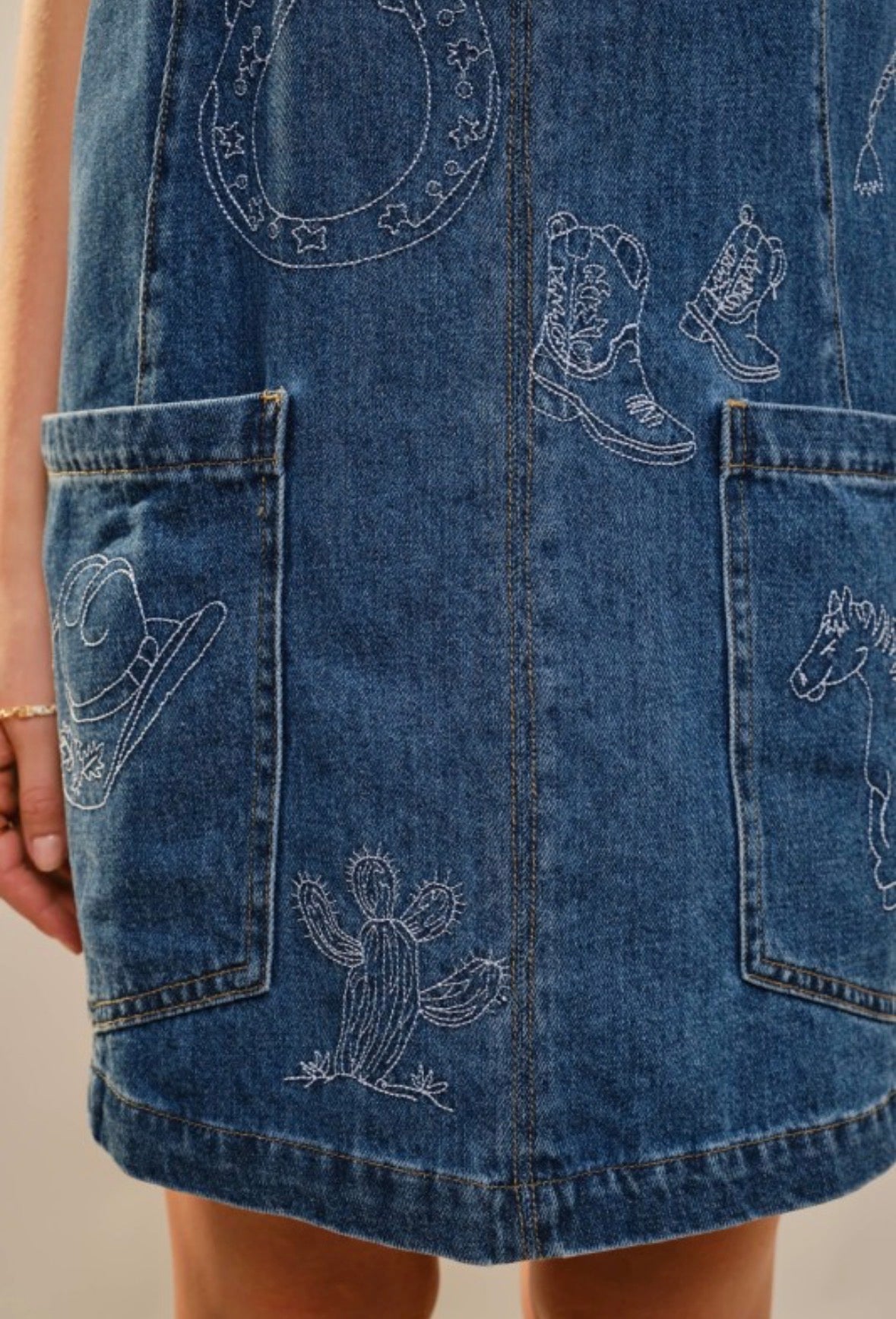 Blue B embroidered denim dress