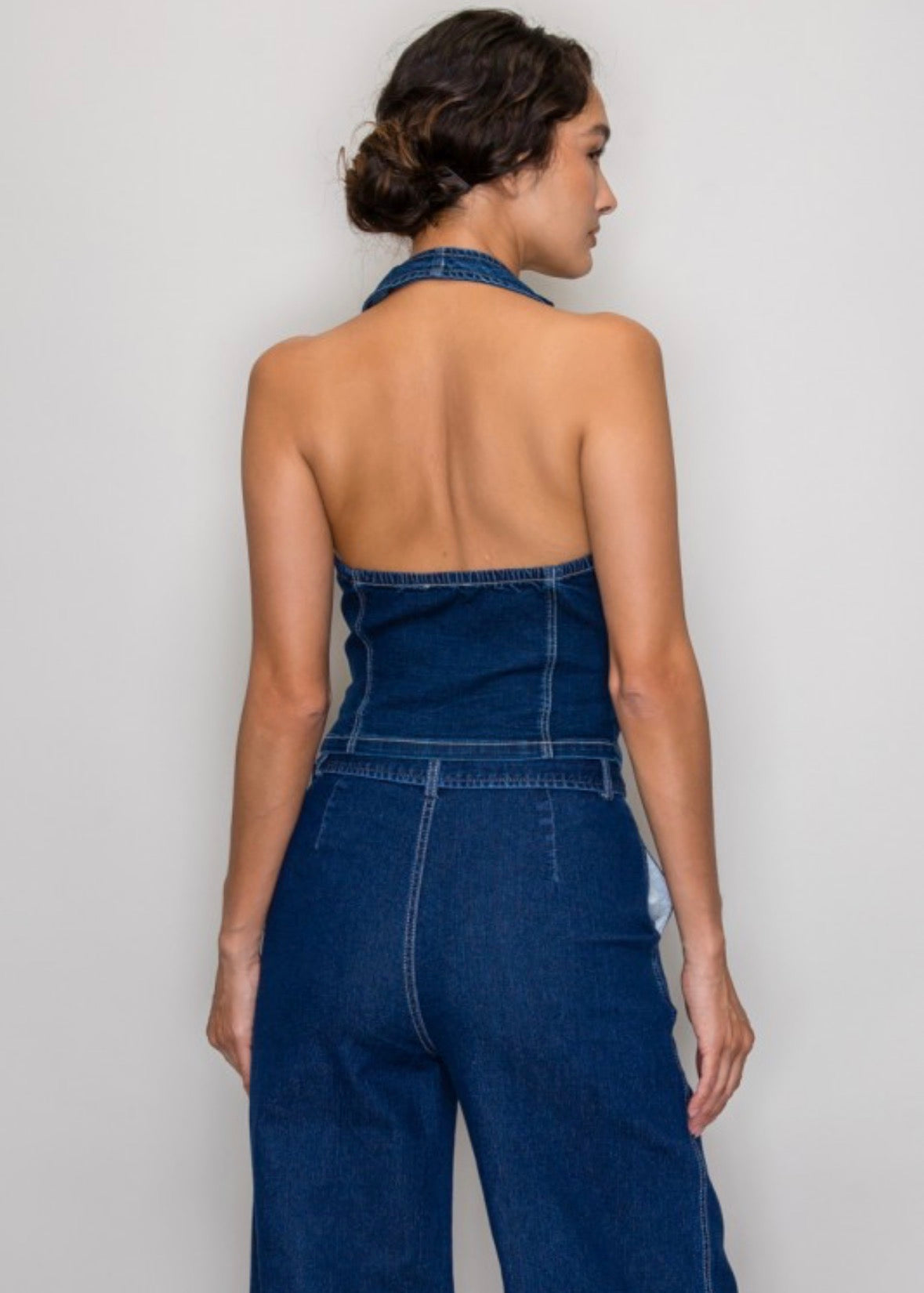 Denim Tie Halter Top