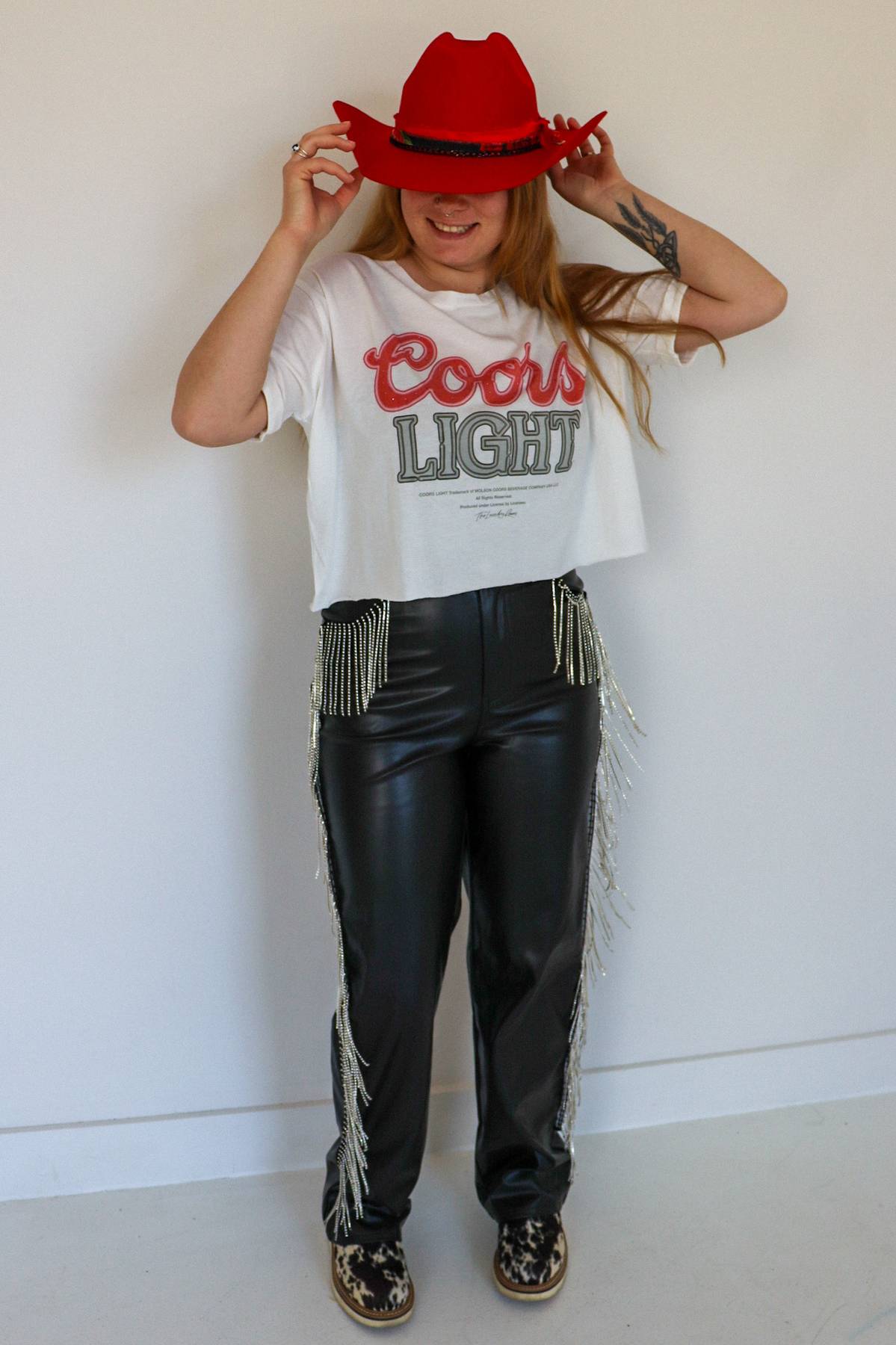 The laundry room Coors Neon Light Crop Oversized Tee - White