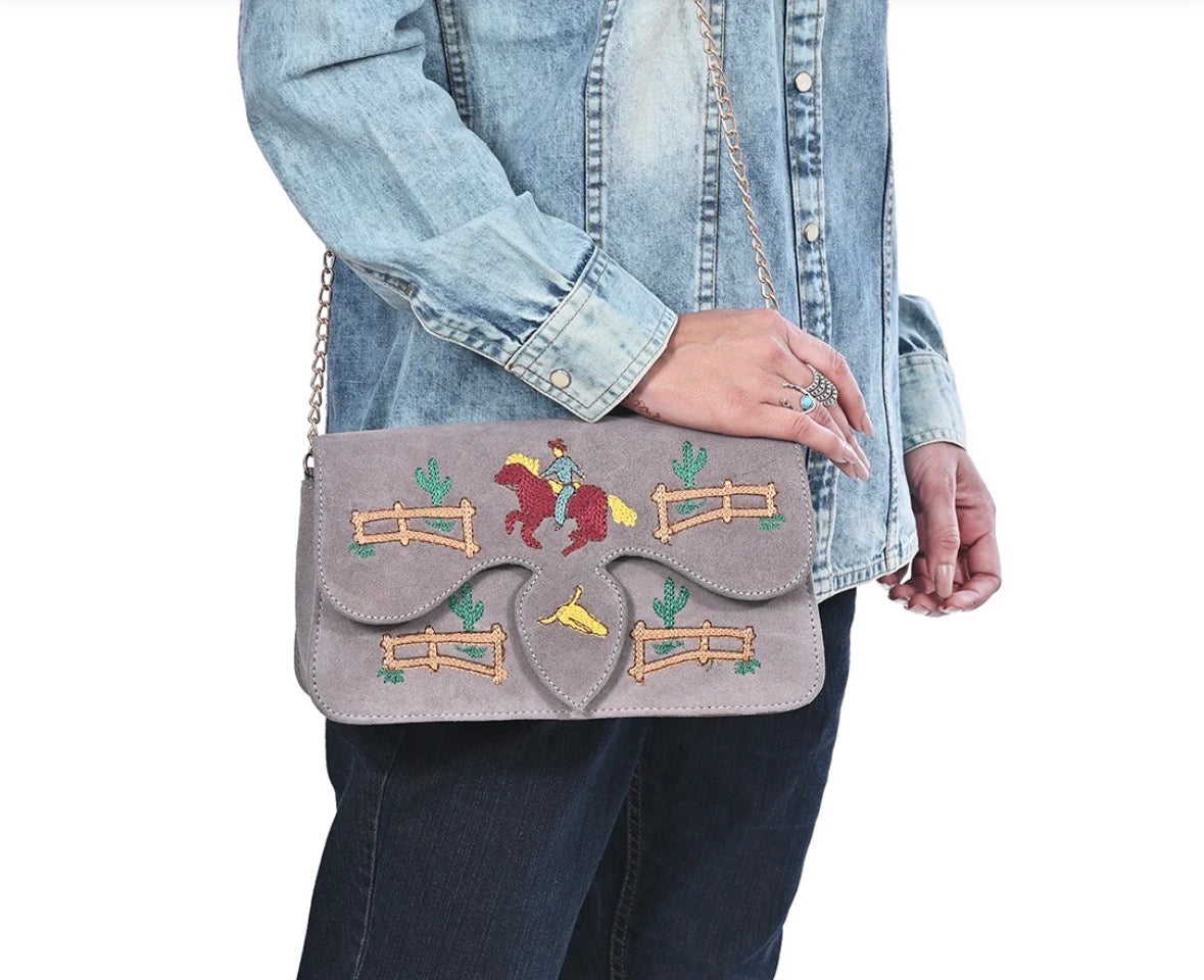 American Darling Western Embroidered Genuine Suede Cross Body Bag