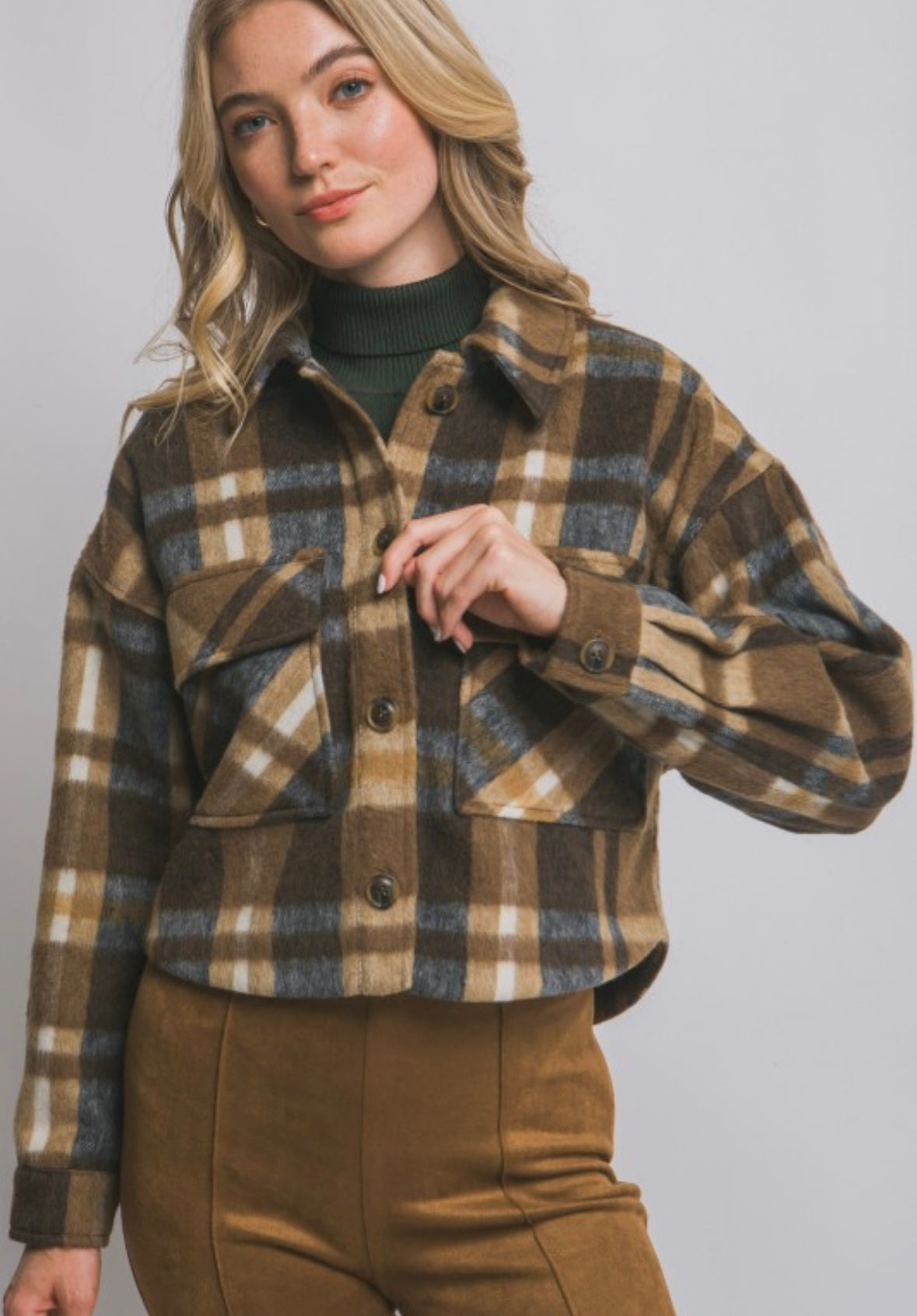 Last one large Plaid crop jacket