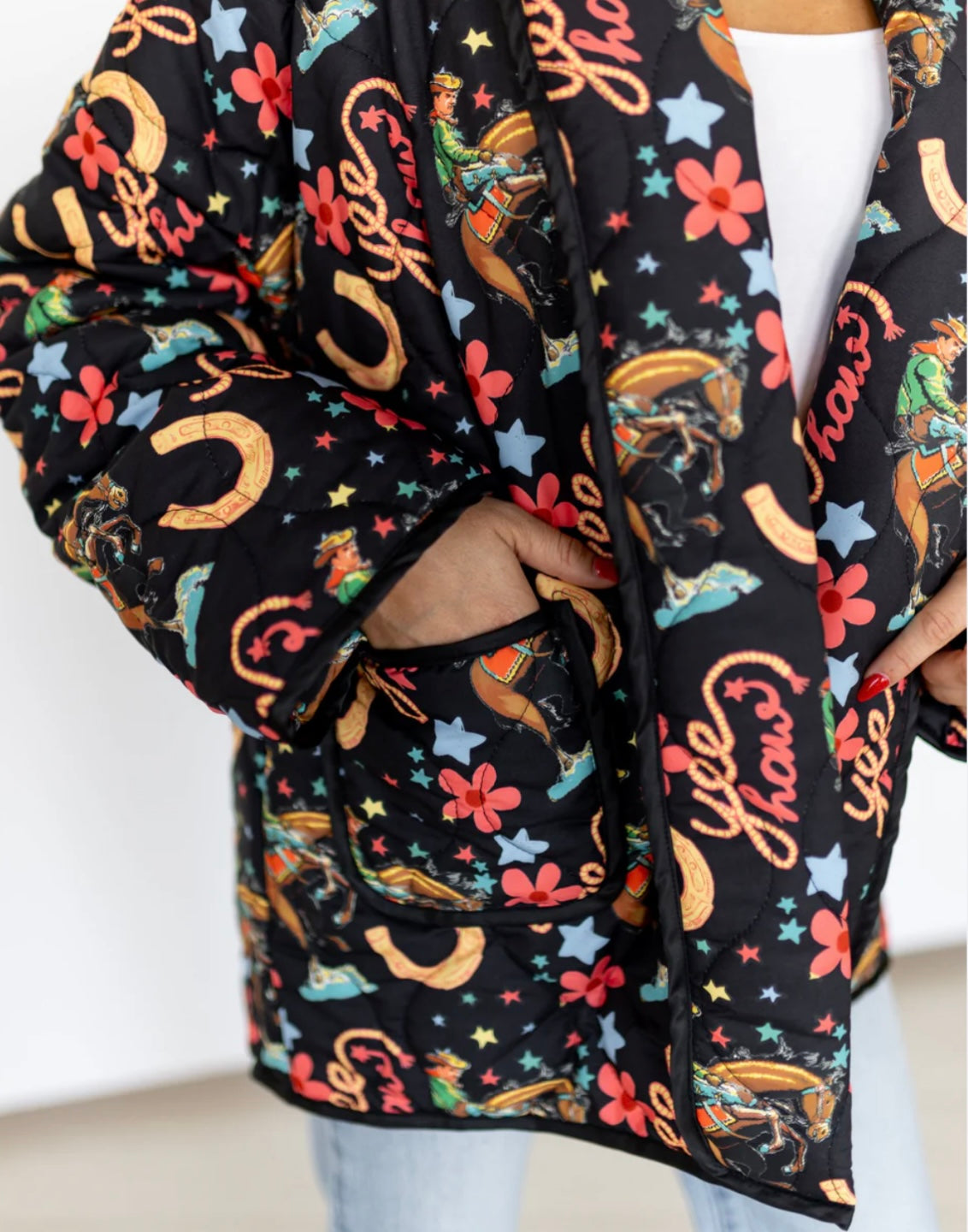 Turquoise Haven Yeehaw quilted jacket