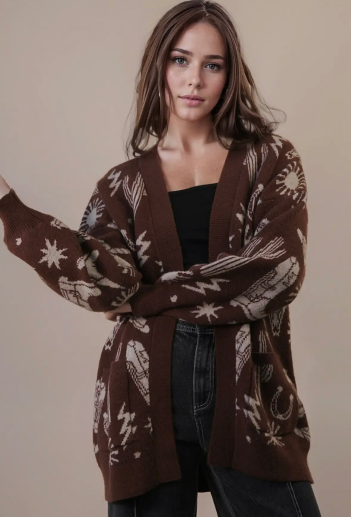 Western graphic cardigan