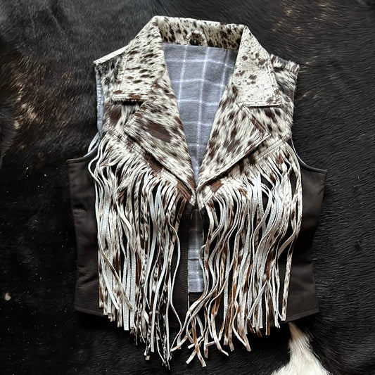 Cowhide fringe vest small