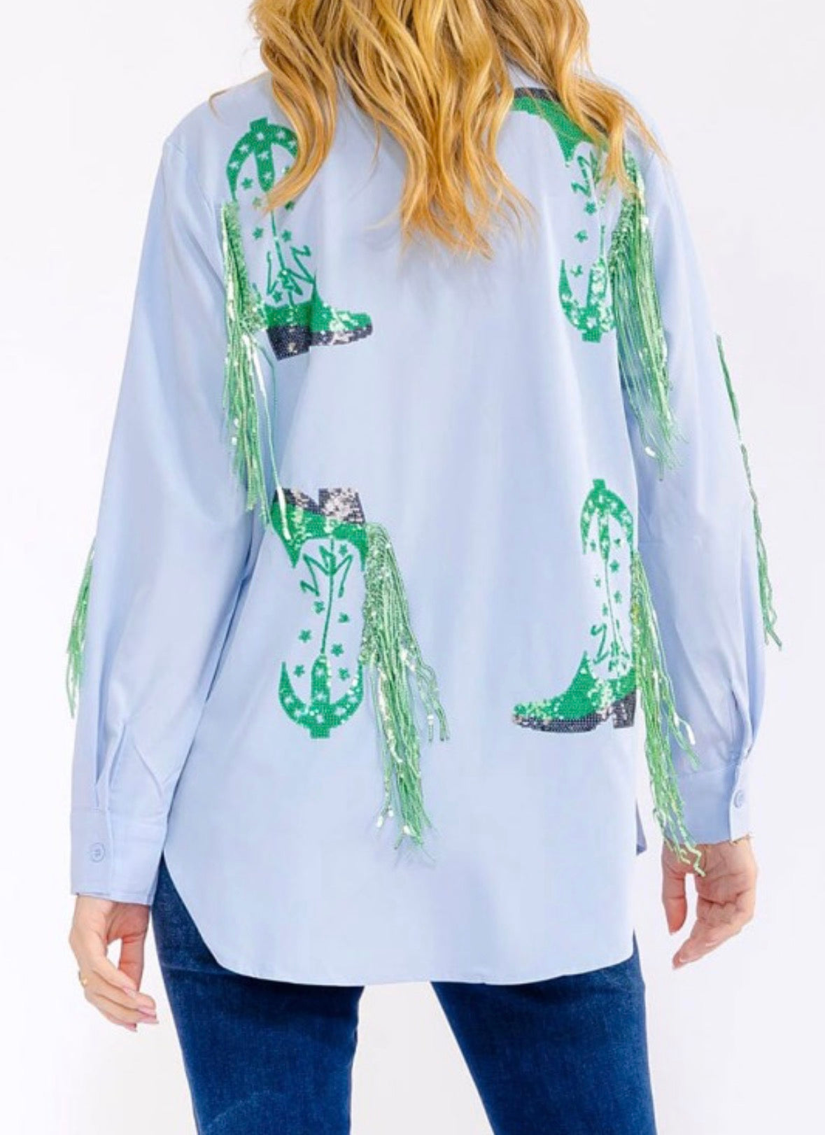Blue B Sequins baby button down