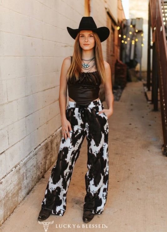 Lucky & Blessed Midnight Ranch Cowhide Pants