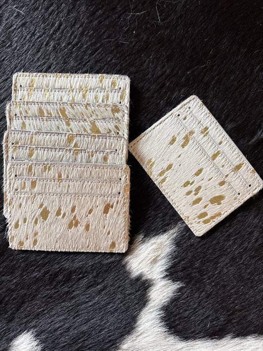 Cowhide Card holder gold