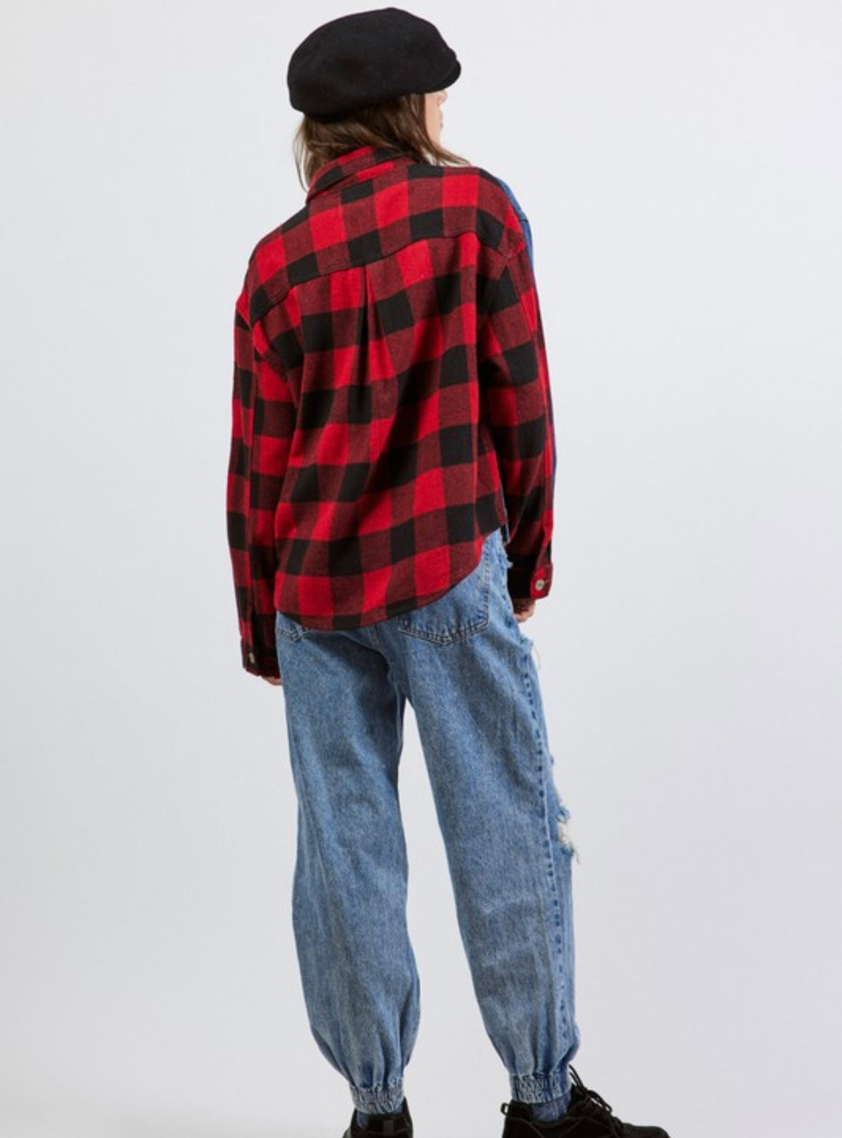 Plaid denim jacket