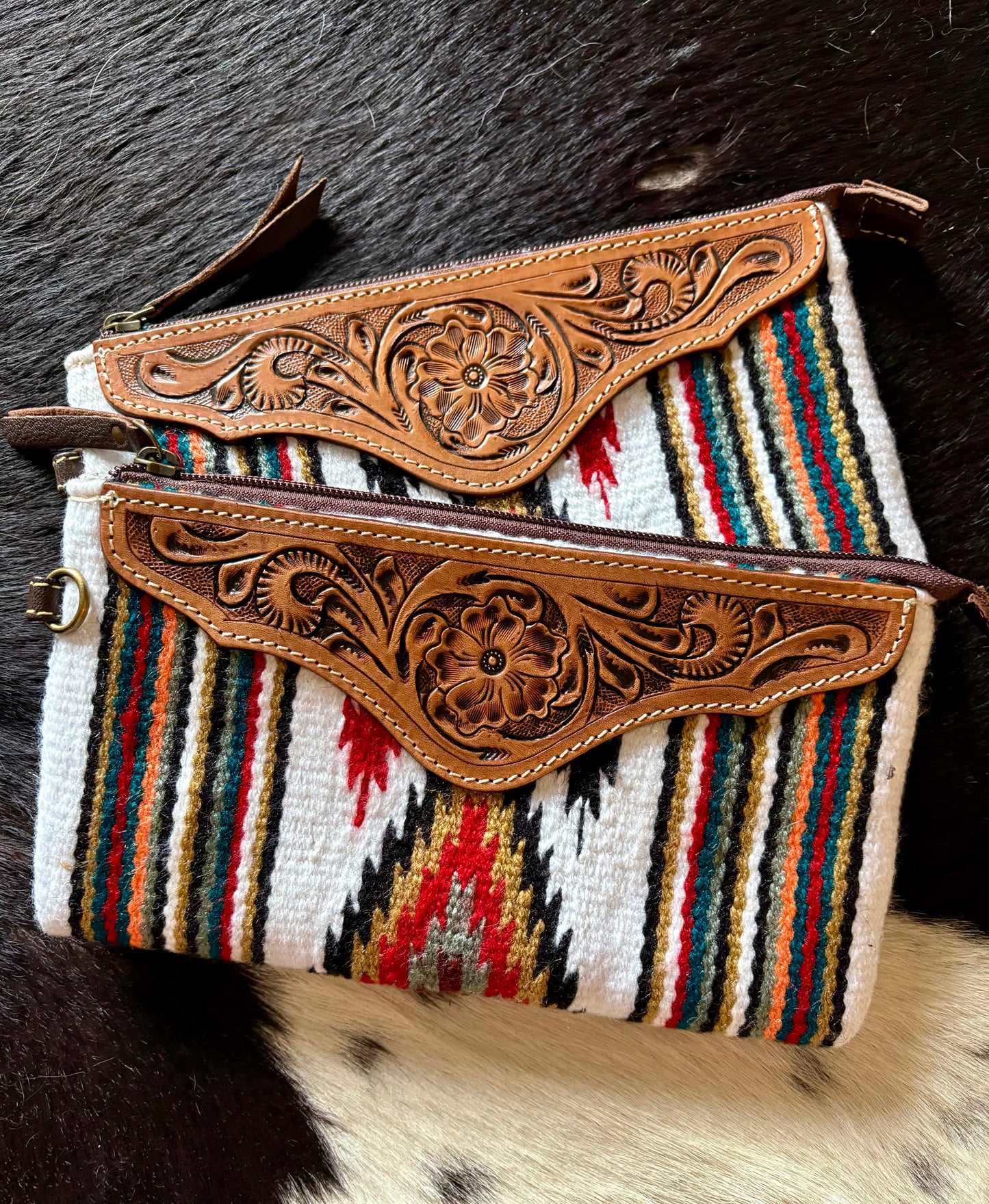 Woven southwestern serape fabric wristlet