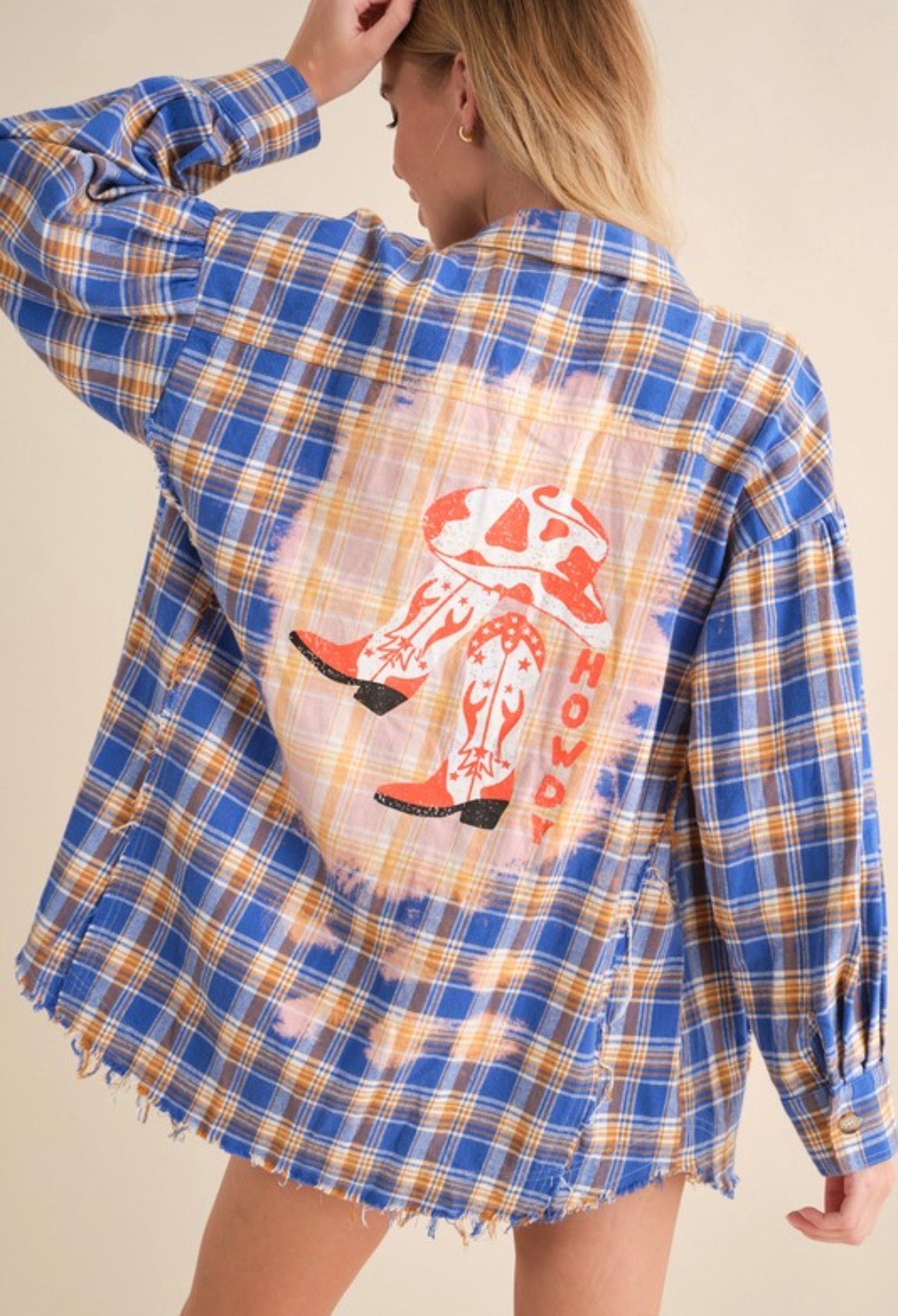 Blue B Howdy plaid top