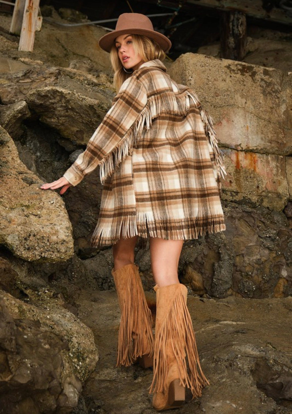 Blue B Desert Trails Fringe Shacket