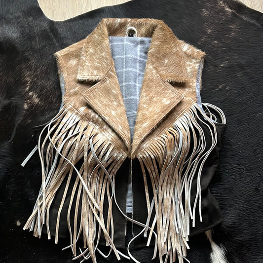 Cowhide fringe vest large