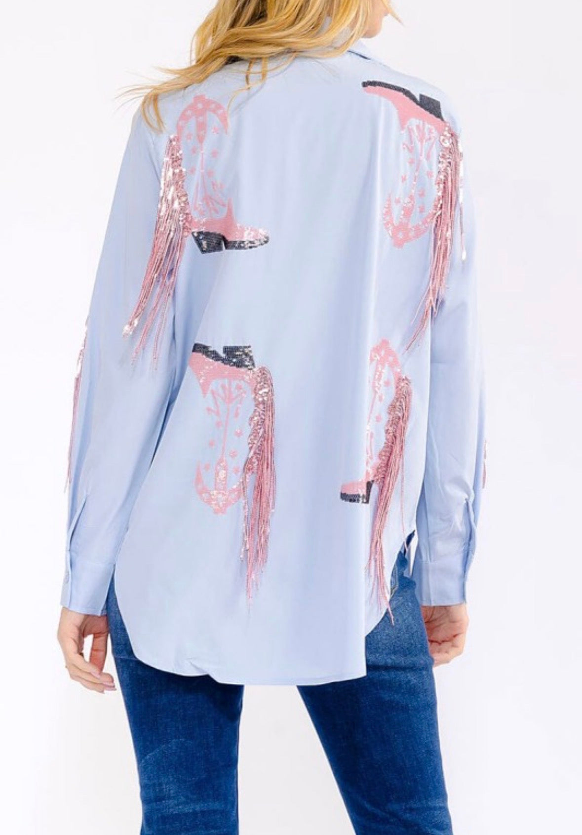 Blue B Sequins baby button down