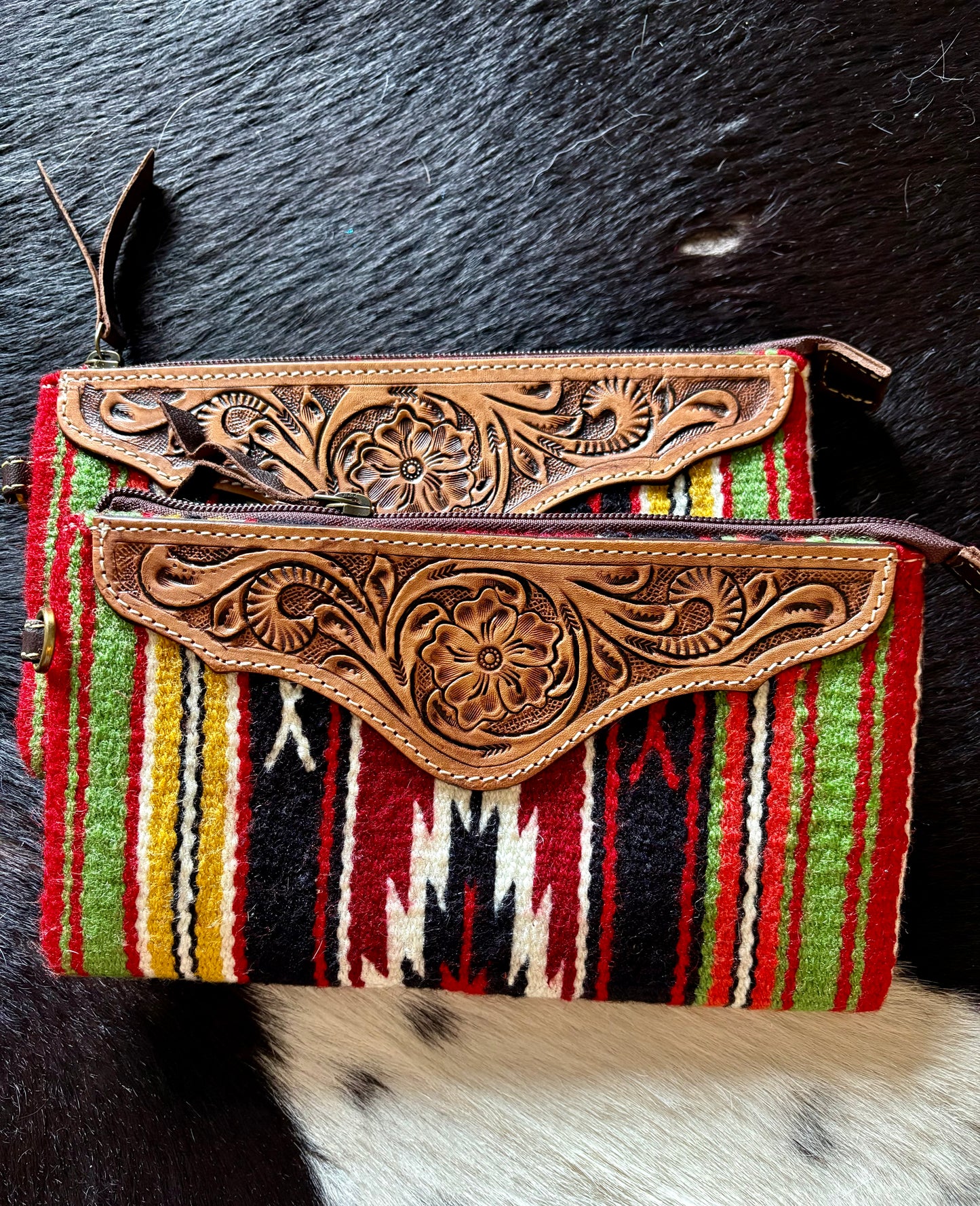 Woven southwestern serape fabric wristlet