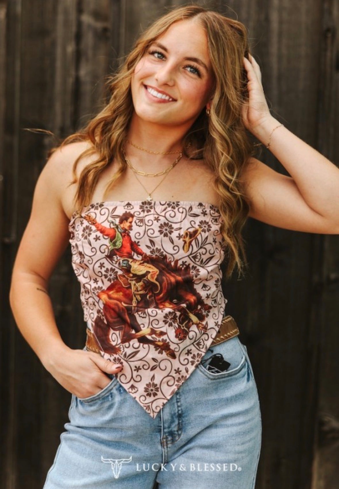 Lucky & Blessed Rodeo Blossom Bandana Top