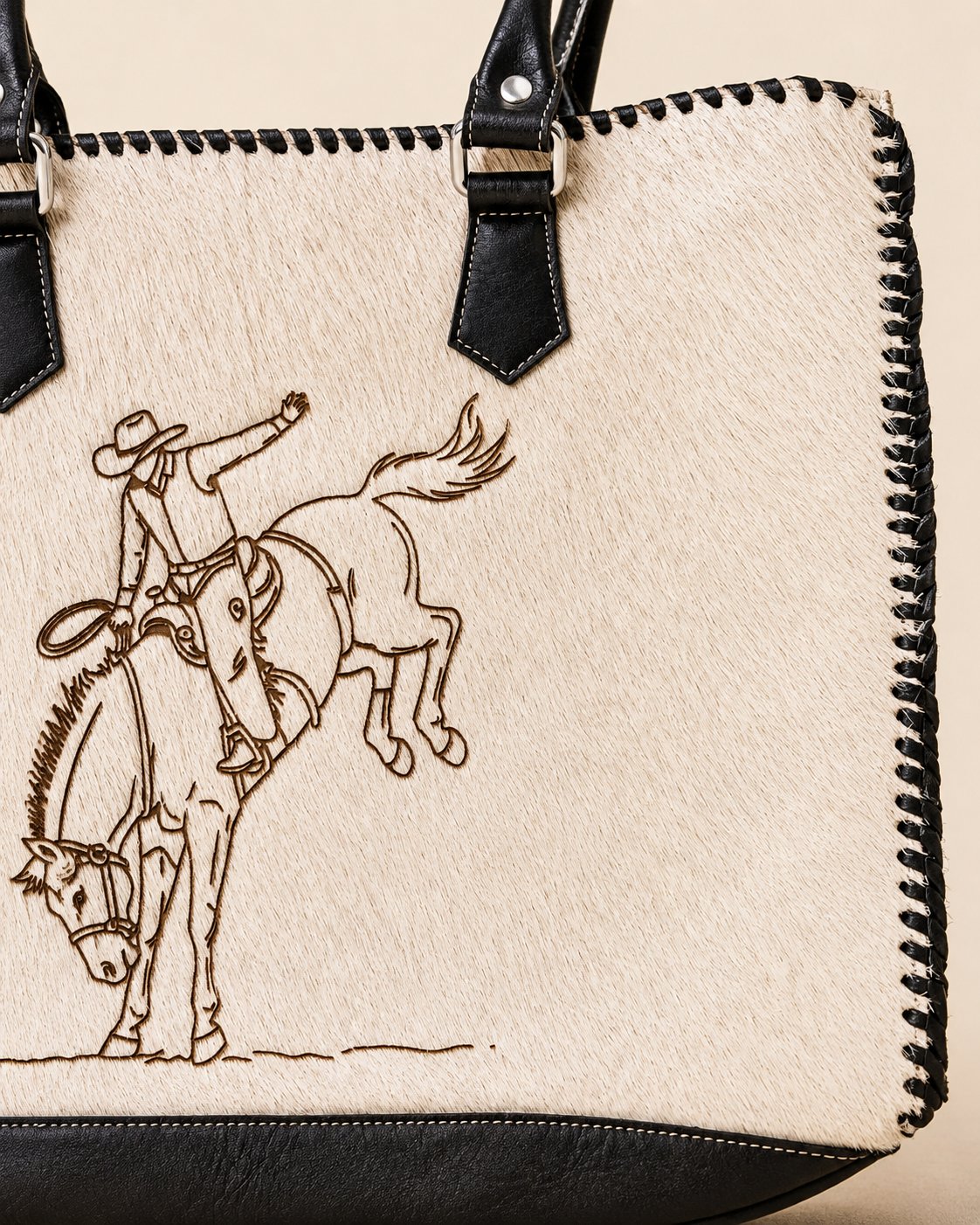 Rodeo Spirit Cowhide Tote in black