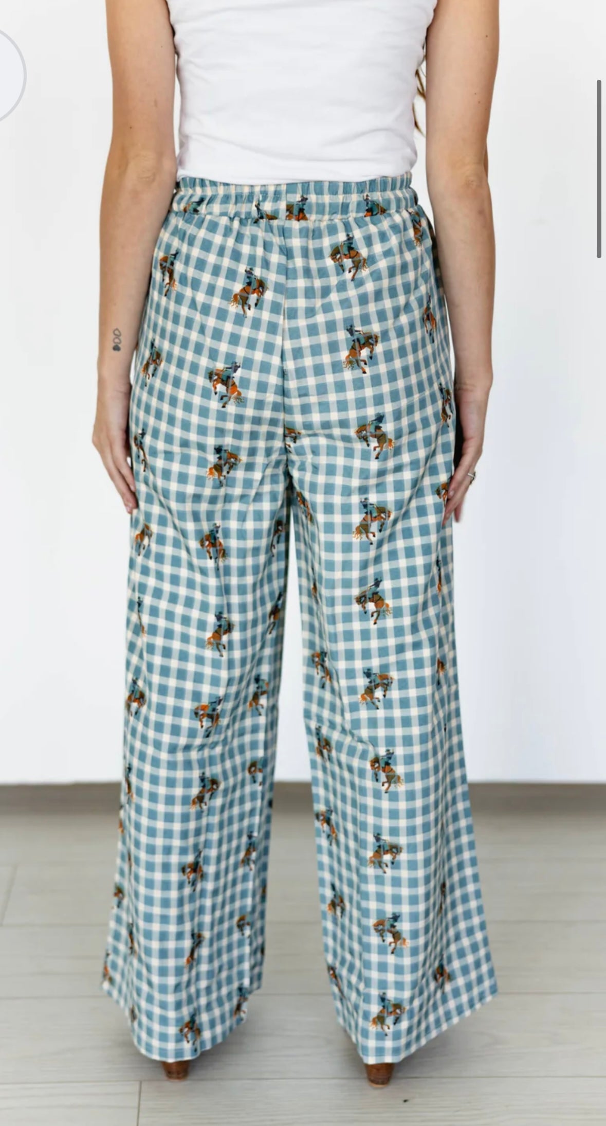 Turquoise Haven gingham pattern Pants