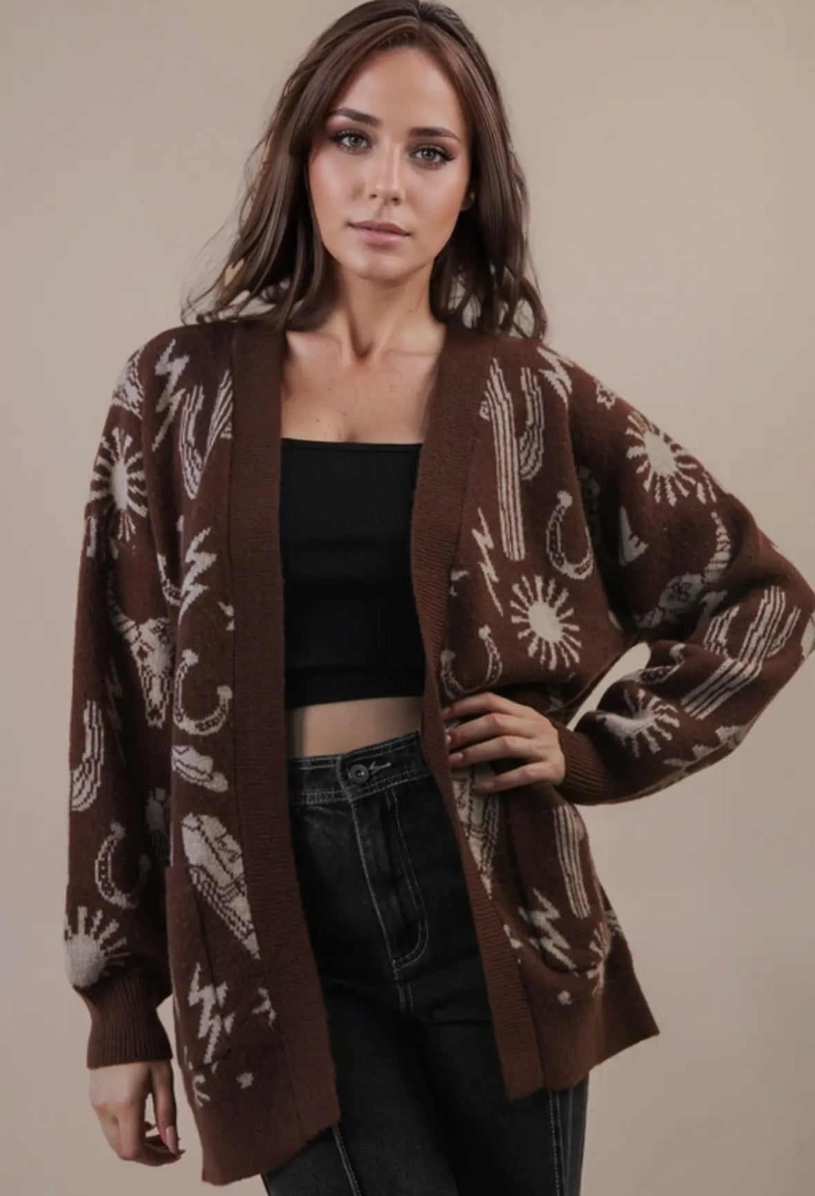 Western graphic cardigan