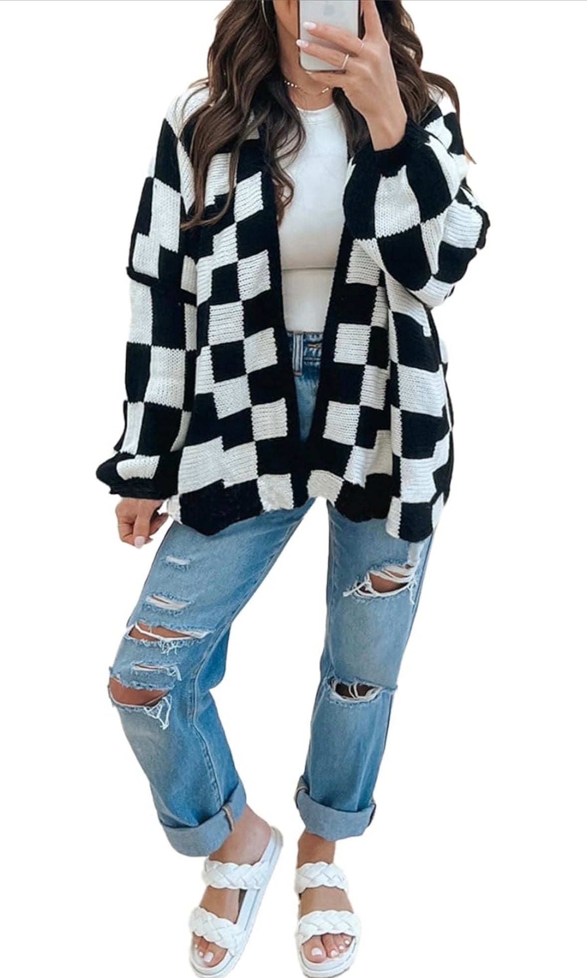 Checkered Cozy Cardigan