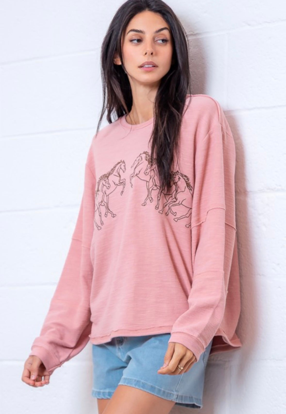 Blush Wild Horses Crewneck