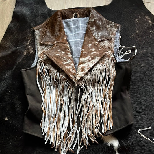 Cowhide fringe vest XL