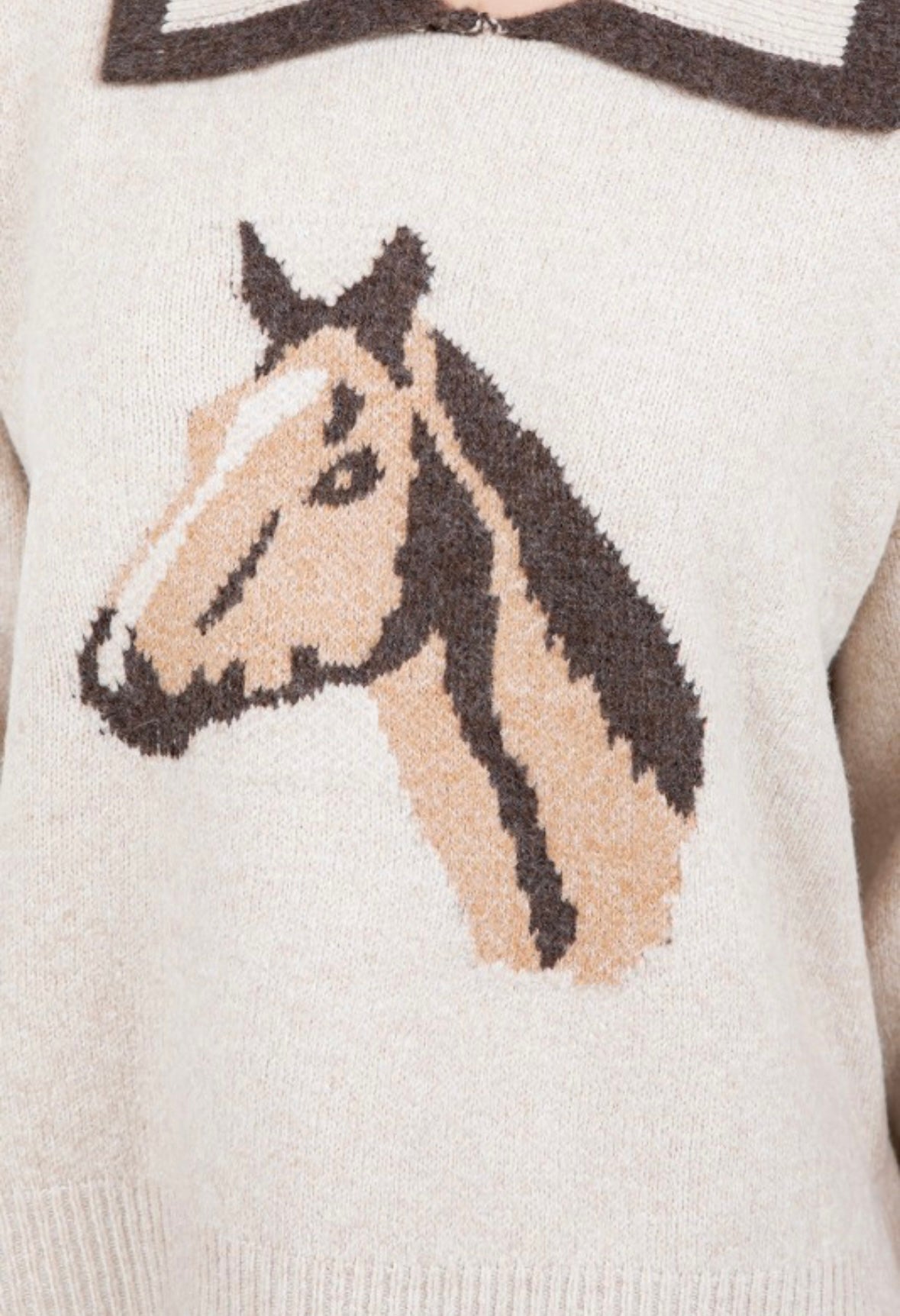 Last one M/L Collar horse knit sweater